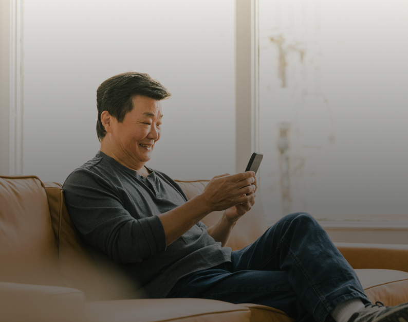 man with diabetes using phone