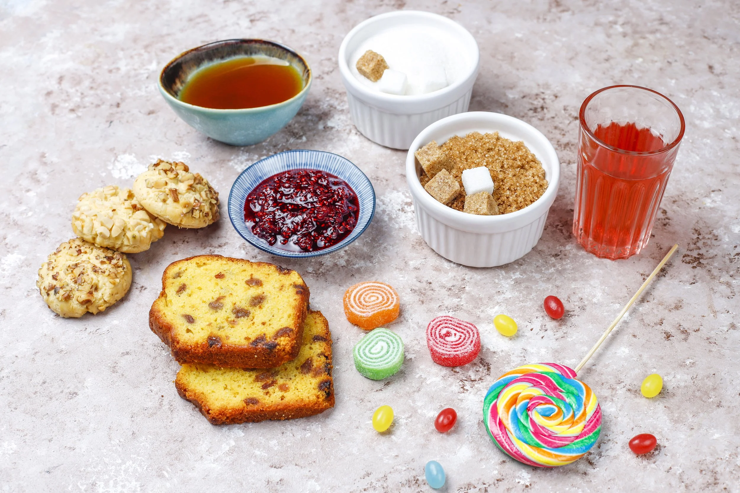 Refined carbohydrates with added sugars