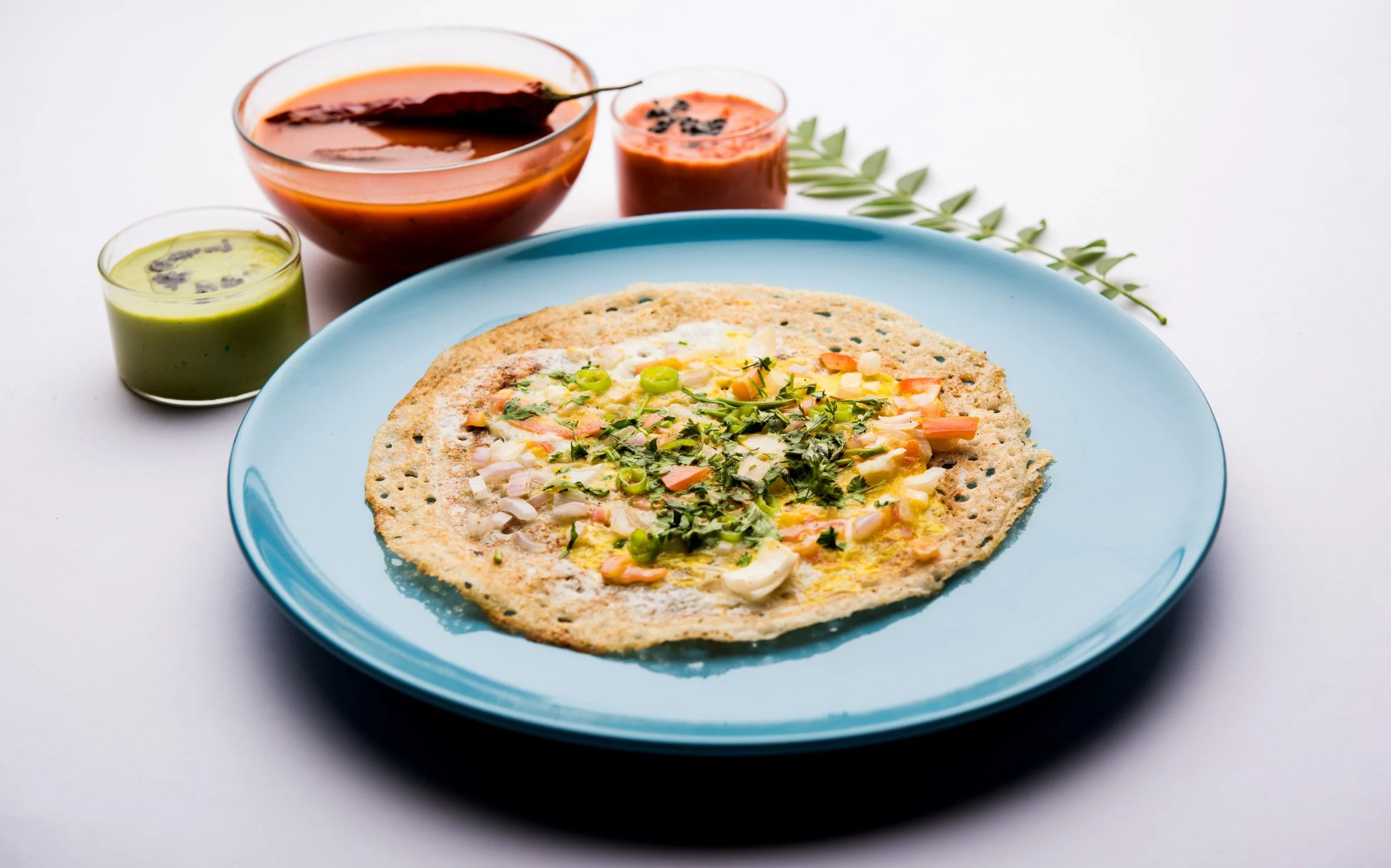 Egg dosa with chana masala