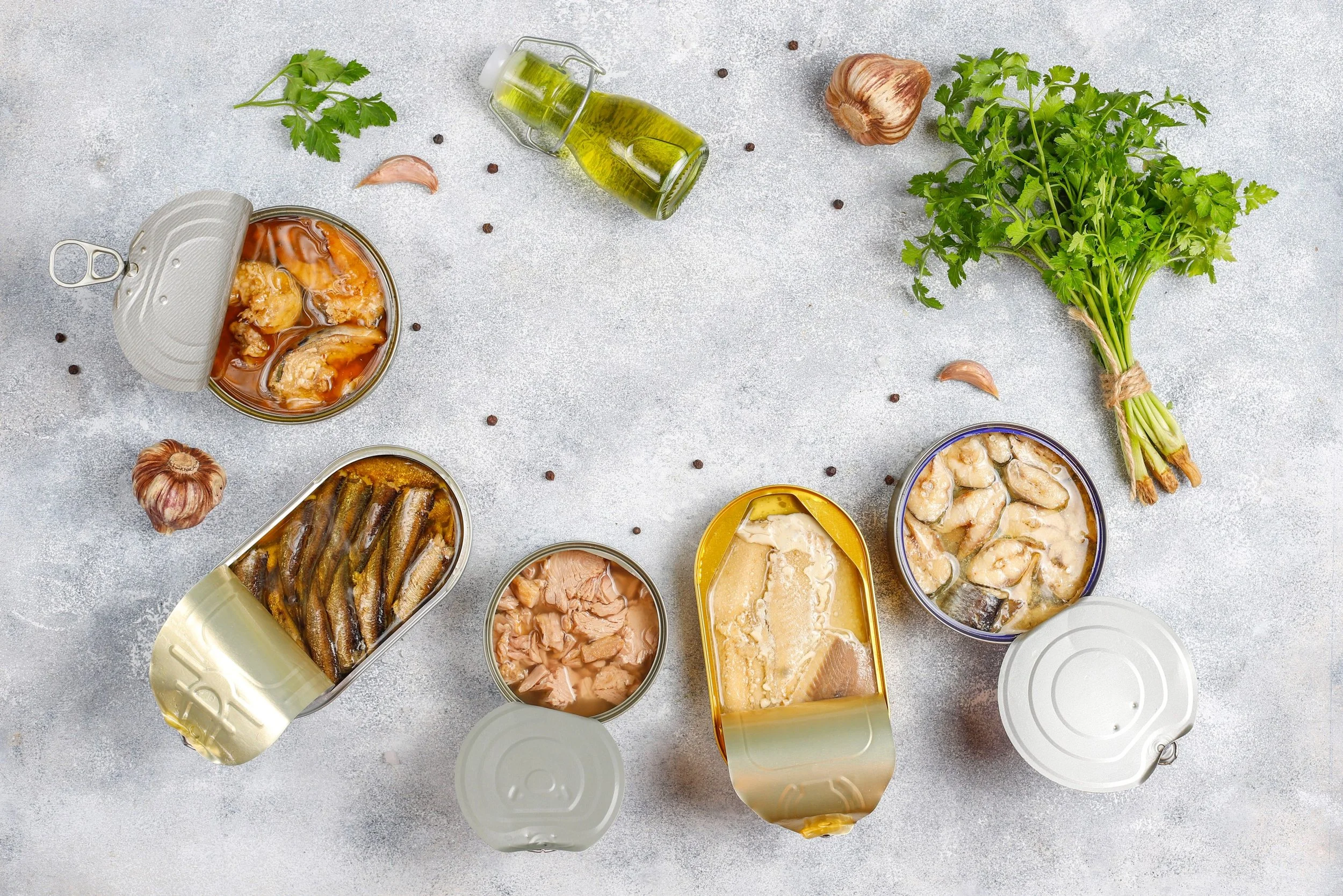 Canned tuna or salmon or sardines