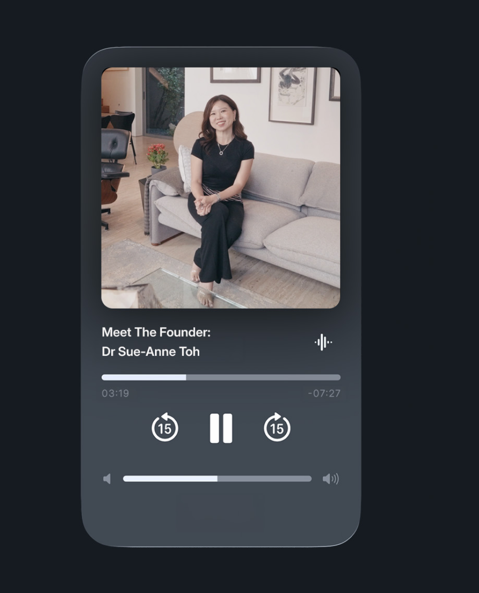 NOVI podcast player: Meet The Founder — Dr Sue-Anne Toh